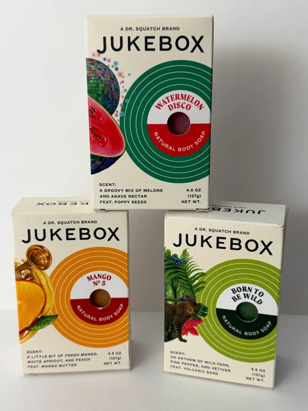 Jukebox by Dr Squatch Soap 3 Bar Bundle New in Box